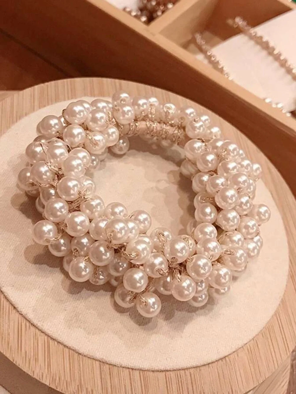 Pearl Beaded Hair Ties - Set of 3